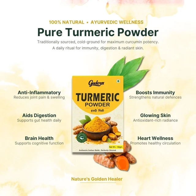 Gudora Turmeric Powder | Premium Haldi | High Curcumin - 100g (Pack of 2)