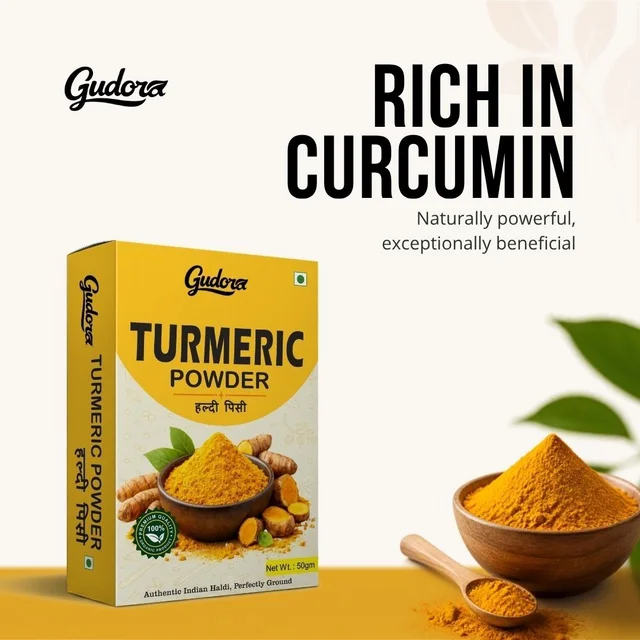 Gudora Turmeric Powder | Premium Haldi | High Curcumin - 100g (Pack of 2)