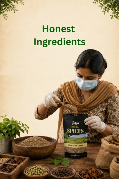 Honest ingredients in gudora Garam and sabji masalas