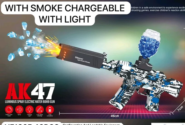 Ak47 Gun with gell Ball Shooting & Smoke,Light Chargeable 