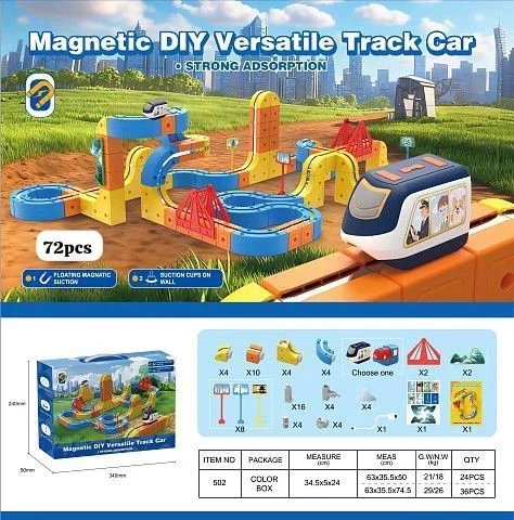  Magnetic versatile track car DIY 72 PCS