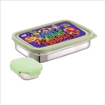 SKi Homeware Zest Stainless Steel Lunch Box for Kids | 750 ml Leak-Resistant Steel Tiffin with 150 ml Leak Proof Container |Food Grade & BPA-Free | Compact, Durable & Ideal for School 