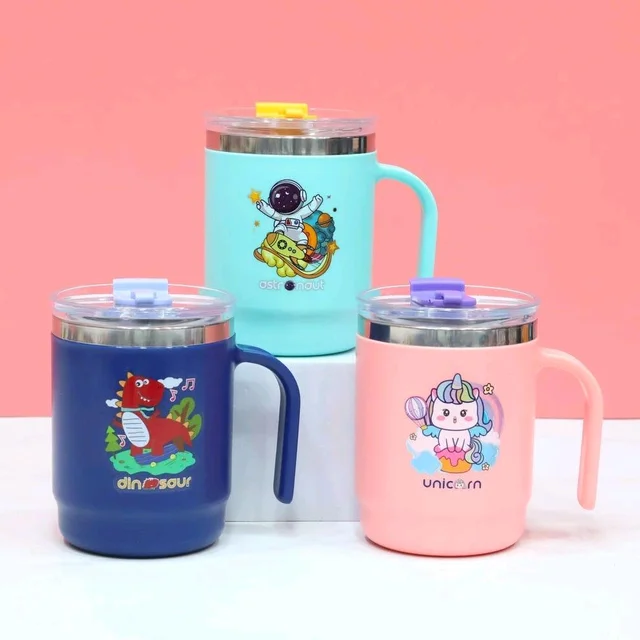 Insulated Coffee Mug, Stainless Steel Mug with Lid for Kids, Insulated Vacuum Cup for Milk Water and Coffee,Kids – 400 ML