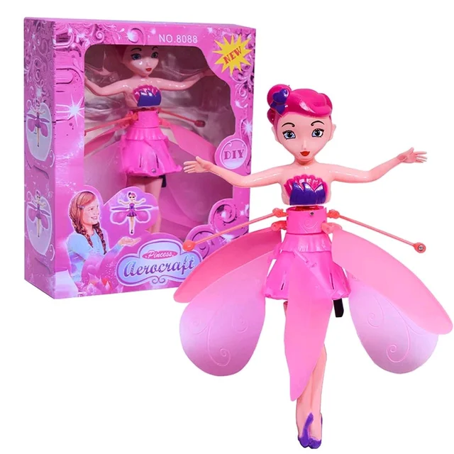 Magical Flying Fairy Toy Doll Hand Sensor Control USB Powered Magic Flying Fairy Sky Dancers Rainbow Glitter Princess for Girls Boys 