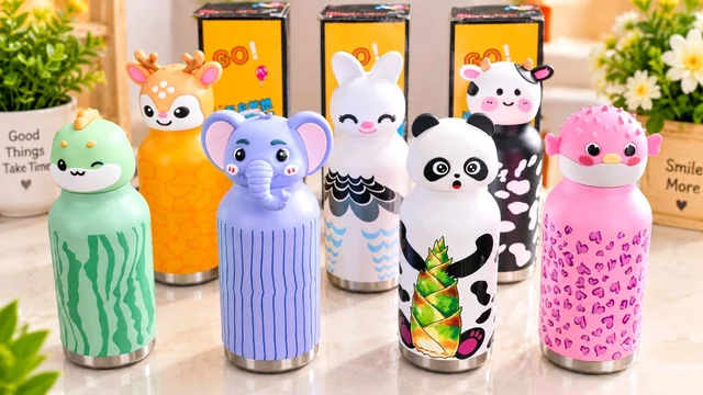 3D Animal Insulated Stainless Steel Water Bottle, 450ml, Leak Proof Vacuum Flask for Kids|Printed|SUS304