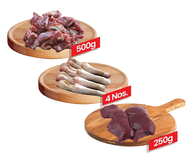 Mutton Curry Cut 500g + Paya 4 No's + Liver 250g