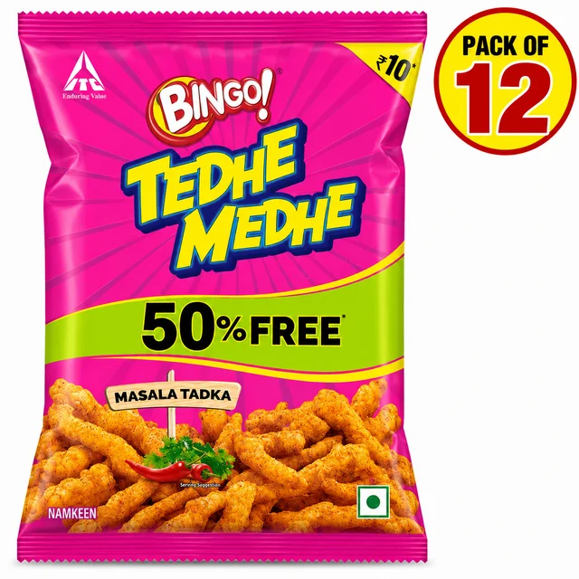 Bingo! Tedhe Medhe Masala Tadka 40 G (Pack of 12)