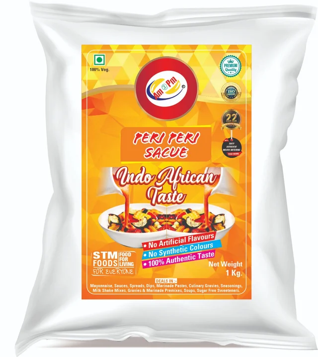 AM2Pm Peri Peri Sauce - 1 Kg Packet, Lite Red, Liquid, 1 Kg, Sauce