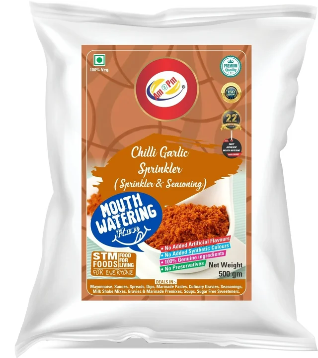 AM2PM Chili Garlic Sprinkler 500 GM - 500 gm Packet, Dusty, Powder, 500 gm, Seasoning & Sprinkler