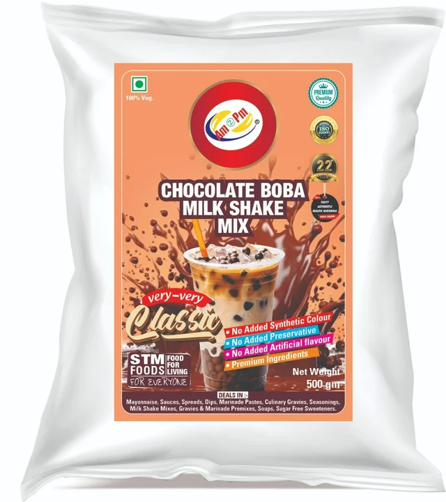 AM2PM Chocolate Boba Milk Shake Mix 500 GM - 500 gm Packet, Brown, Powder, 500 gm, Premix