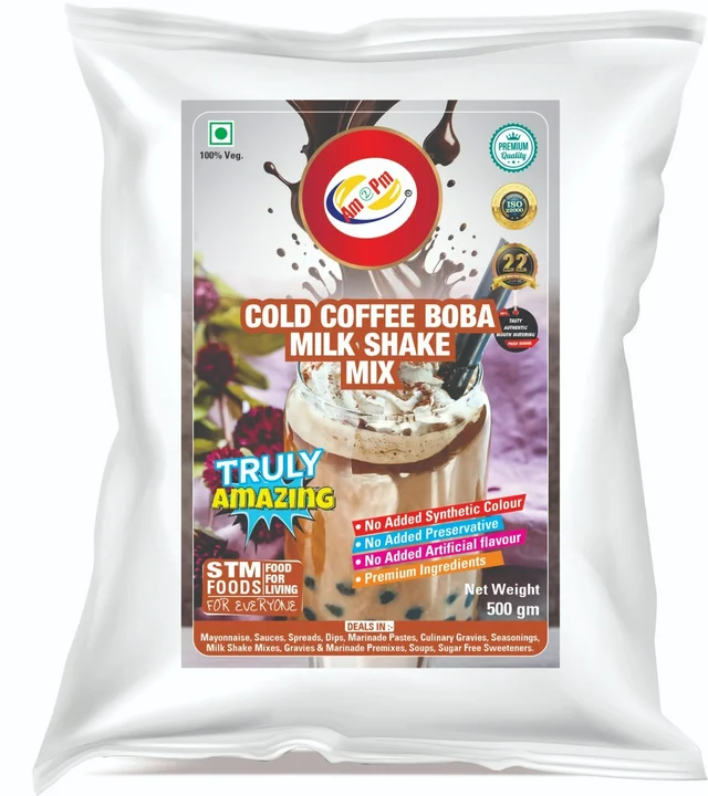 AM2PM Cold Coffee Boba Milk Shake 500 GM - 500 gm Packet, Off White, Powder, 500 gm, Premix