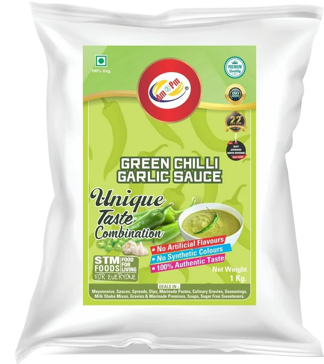 AM2PM Green Chili Garlic Sauce - 1 kg Packet, Green, Liquid, 1 Kg, Sauce