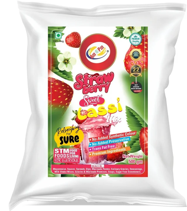 Strawberry Sweet Lassi Mix 500 GM - 500 gm Packet, White Pink, Powder, 500 gm, Premix