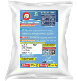 AM2PM Tartar Sandwich Spread - 1 kg Packet, White, Emulsion Liquid, 1 kg, Mayonnaise