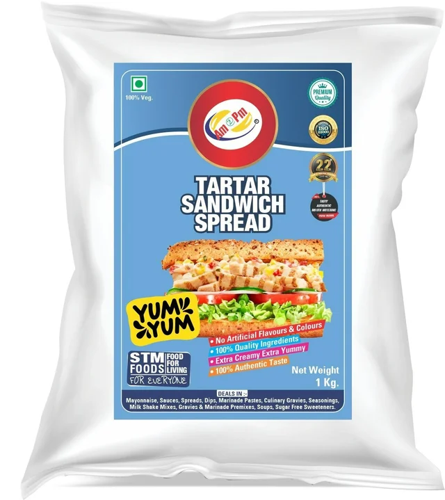 AM2PM Tartar Sandwich Spread - 1 kg Packet, White, Emulsion Liquid, 1 kg, Mayonnaise