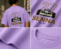 STYRON Senna 27 Oversized T-Shirt – Premium Motorsport Graphic Tee - S, Lavender
