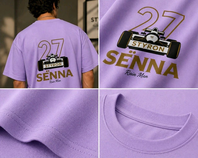 STYRON Senna 27 Oversized T-Shirt – Premium Motorsport Graphic Tee - S, Lavender