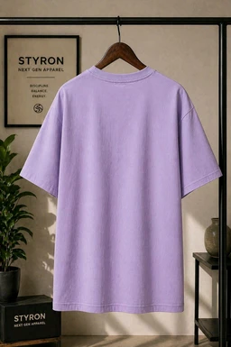 STYRON Instinct Mode Oversized T-Shirt – Anime Style Graphic Tee (Beige & Lavender) - L, Lavender