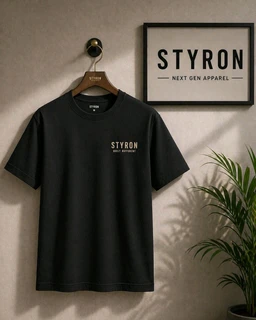 STYRON Built Different Regular Fit T-Shirt – Minimal Logo Cotton Tee (Black) - M, Black