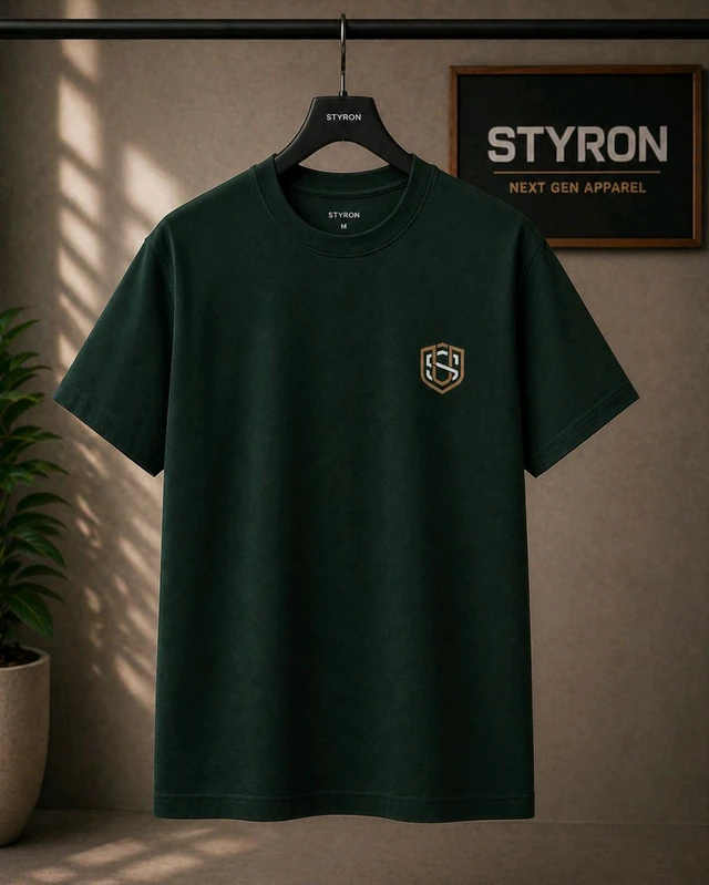 STYRON Oversized Anime Graphic T-Shirt – Green Back Print Streetwear Tee - S, Deep Green