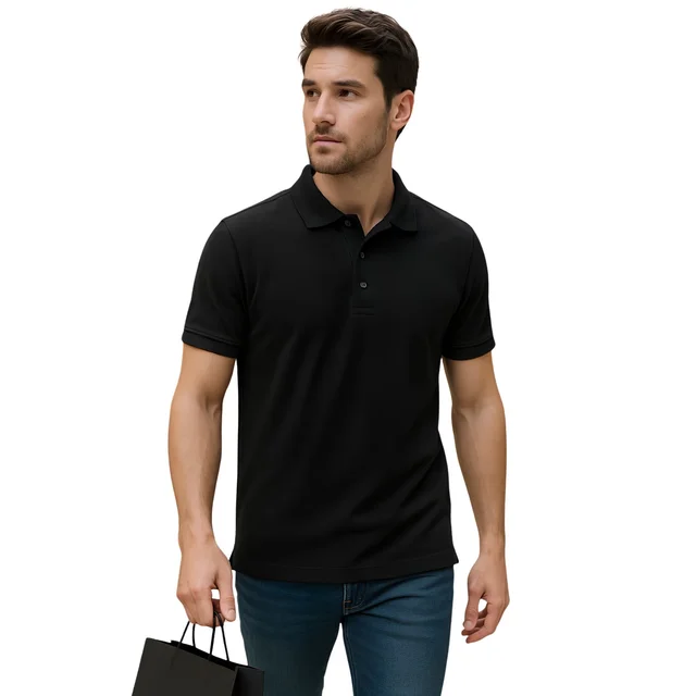 KILBN TEX BLACK POLO T-SHIRT - S, BLACK