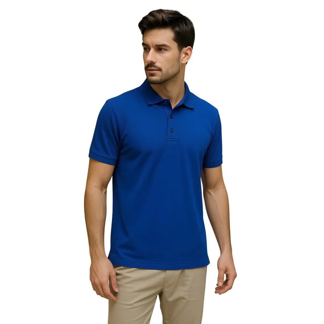 KILBN TEX ROYAL BLUE POLO T-SHIRT - S, ROYAL BLUE