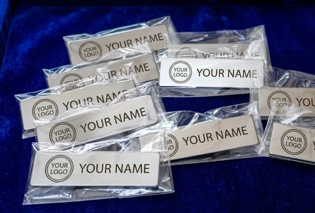 High Glow Stainless Steel Name Badges with LOGO