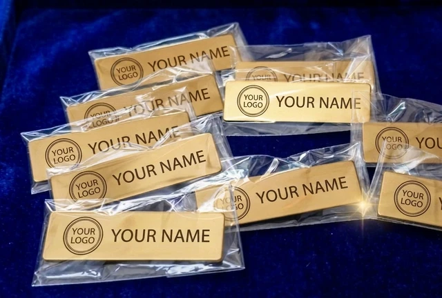 High Glow Stainless Steel Name Badges with LOGO