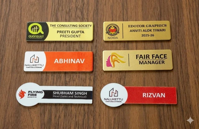Metal Name Badges With Multicolour Print