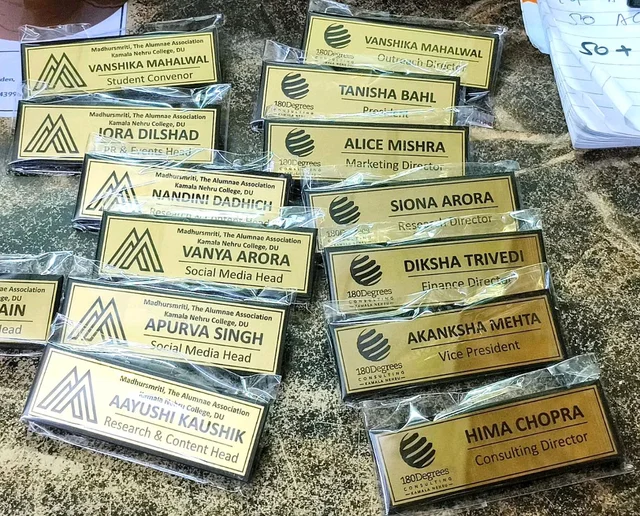 Acrylic High Glow Name Badges Golden or Silver