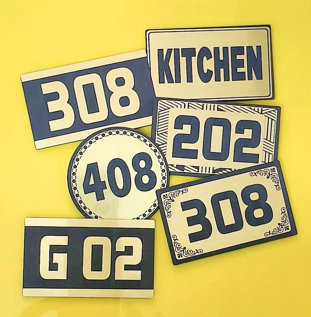 Hotel Door Number Plate in Golden Abs Material