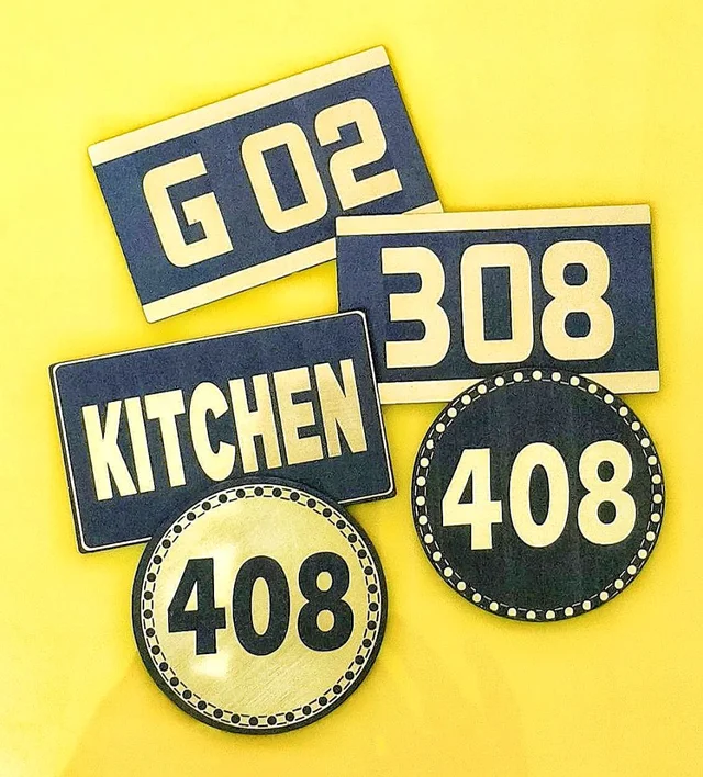 Hotel Door Number Plate in Golden Abs Material
