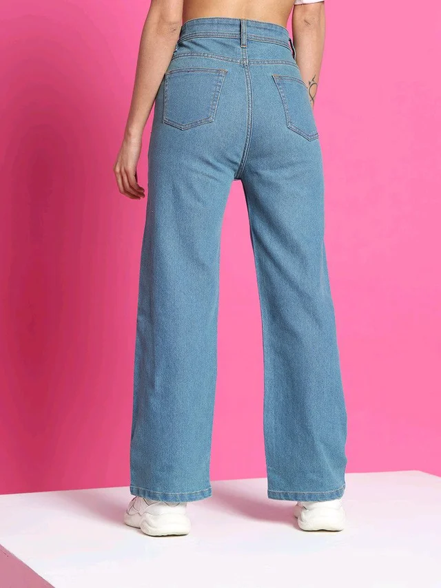 DENIM LOOK Flared Women Blue Jeans