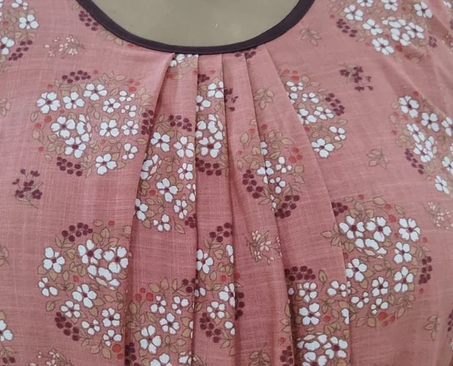 Manvicare Sleeveless Nighty for Women and Girls, Rayon Fabric, Floral Print, Dusky Pink - L