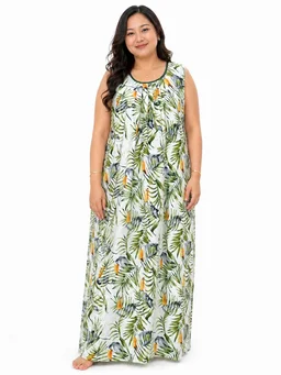 Manvicare Plus Size Rayon Fabric Sleeveless Nighties Maxi Nightdress Nightgown for Women and Girls - L