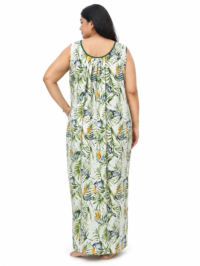 Manvicare Plus Size Rayon Fabric Sleeveless Nighties Maxi Nightdress Nightgown for Women and Girls - L