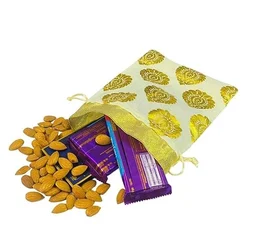 Manvicare Pack of 6 Shagun Potlies - 500 Grams Dry Fruits Capacity Shagun Potli Bags/Festive Gifts Potli Bags - Fabric Silk Brocade - Multicolor