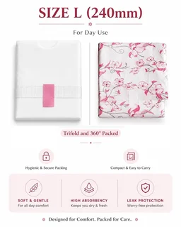 Manvicare Regular Size L ( 240mm ) - Cotton Sanitary Pads for Women - 10 Sanitary Napkins - L