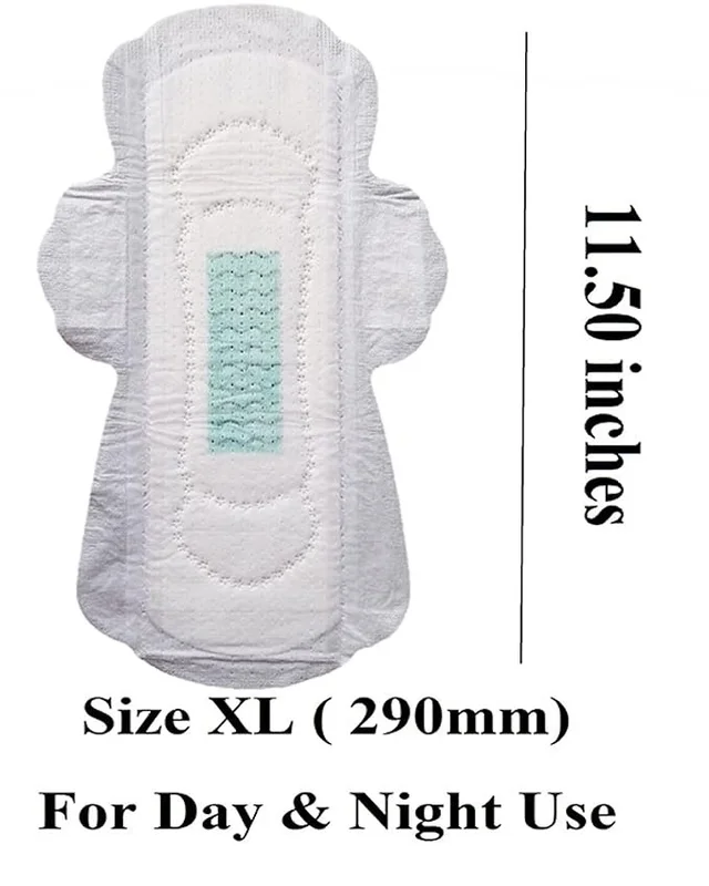 Manvicare Medium Size XL (280mm ) - Anion Cotton Sanitary Pads for Women - 8 Sanitary Napkins - XL