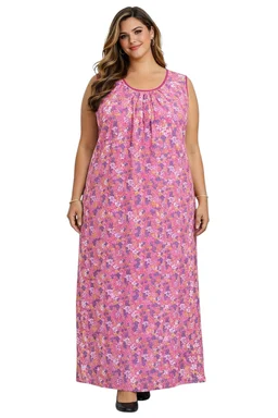 Cotton Sleeveless Nighties Maxi Nightgown Nightdress for Women and Girls - 8XL
