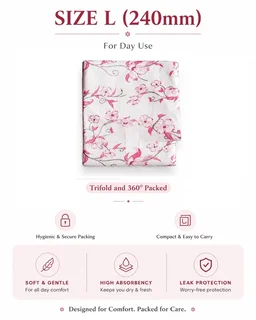Manvicare Regular Size Softcare L ( 240mm ) - Cotton Sanitary Pads for Women - 10 Sanitary Napkins - L