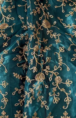 DESIGNER FLORAL WEDDING LEHENGA - Free Size, Peacock Blue-Green Shade