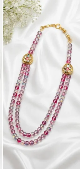 PREMIUM-SEMI PRECIOUS QUARTZ STONE BEADS HARAM - Adjustable, Multicolour