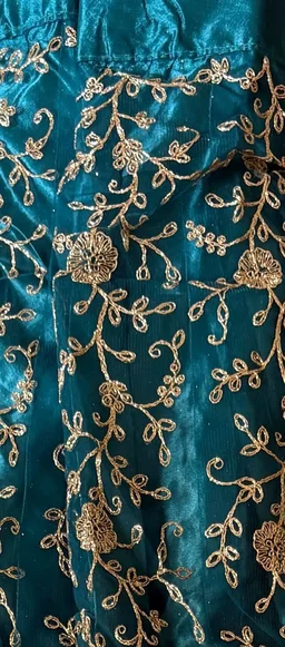 DESIGNER FLORAL WEDDING LEHENGA - Free Size, Peacock Blue-Green Shade