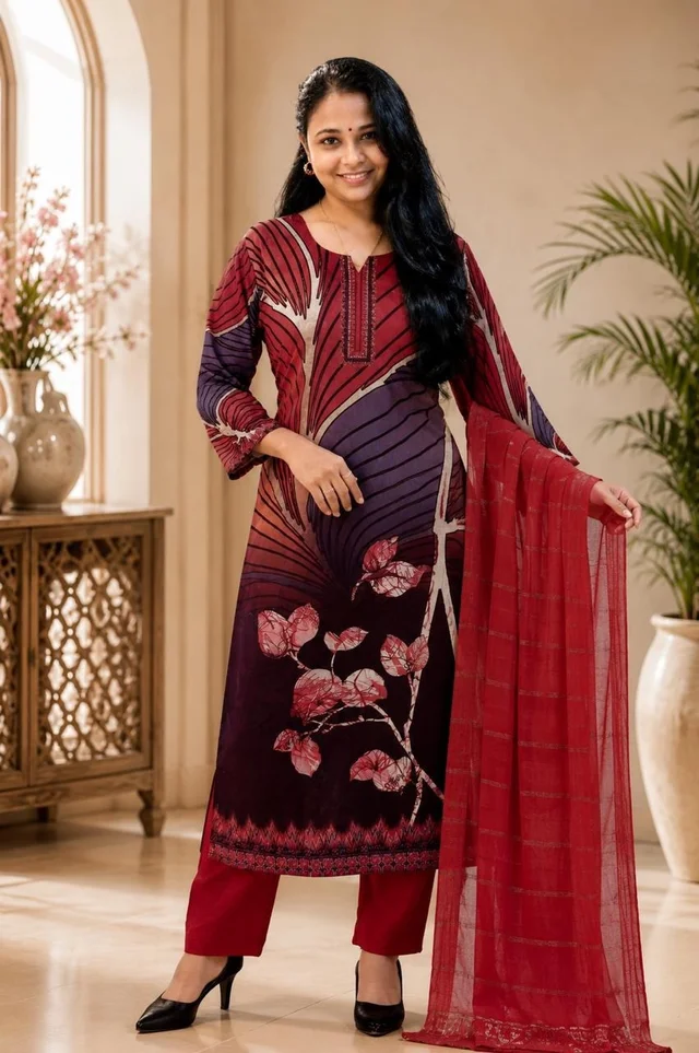 FLORAL PRINTED KURTA SET WITH DUPATTA