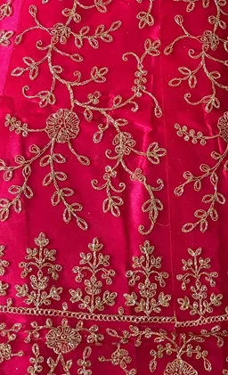 DESIGNER FLORAL WEDDING LEHENGA - Free Size, Rani Pink
