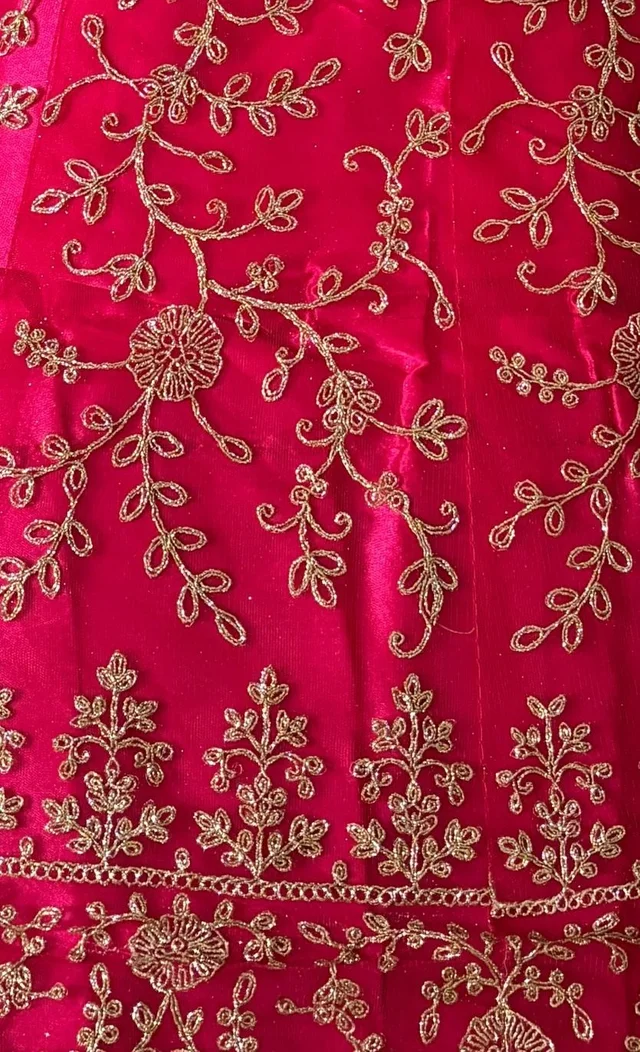 DESIGNER FLORAL WEDDING LEHENGA - Free Size, Rani Pink