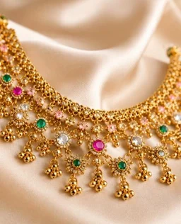 ELEGANT RAJWADI FLORAL NECKLACE SET - Adjustable, Gold Plated