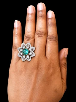ELEGANT AMERICAN DIAMOND FINGER RING - Adjustable, Saffron, Purple, Mint blue
