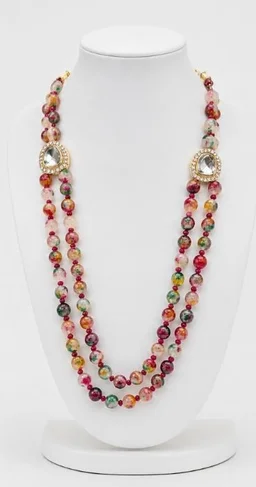 PREMIUM-SEMI PRECIOUS QUARTZ STONE BEADS HARAM - Adjustable, Multicolour